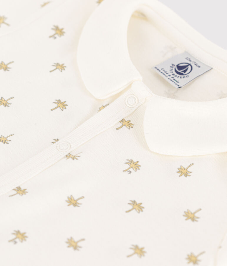 Mono corto de algod&oacute;n con palmeras para beb&eacute; blanco/multicolor