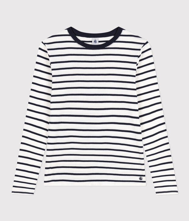 Camiseta L'ICONIQUE de algod&oacute;n con cuello redondo para mujer blanco/azul