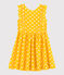 Vestido de manga corta de lino de niña amarillo SHINE/blanco MARSHMALLOW