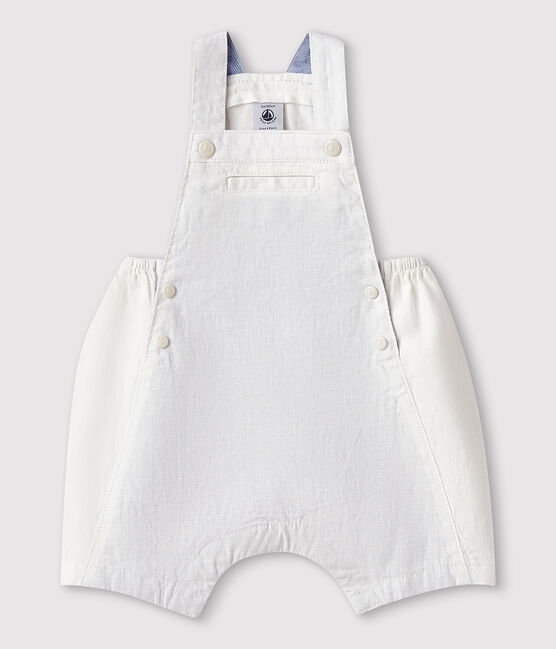 Peto corto de lino para bebé niño blanco MARSHMALLOW