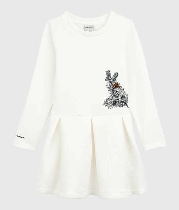 Vestido de ni&ntilde;a Petit Bateau x Deyrolle blanco