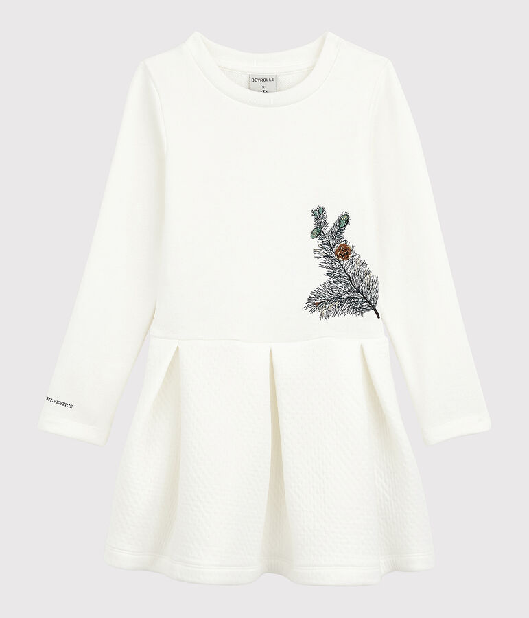 Vestido de ni&ntilde;a Petit Bateau x Deyrolle blanco MARSHMALLOW