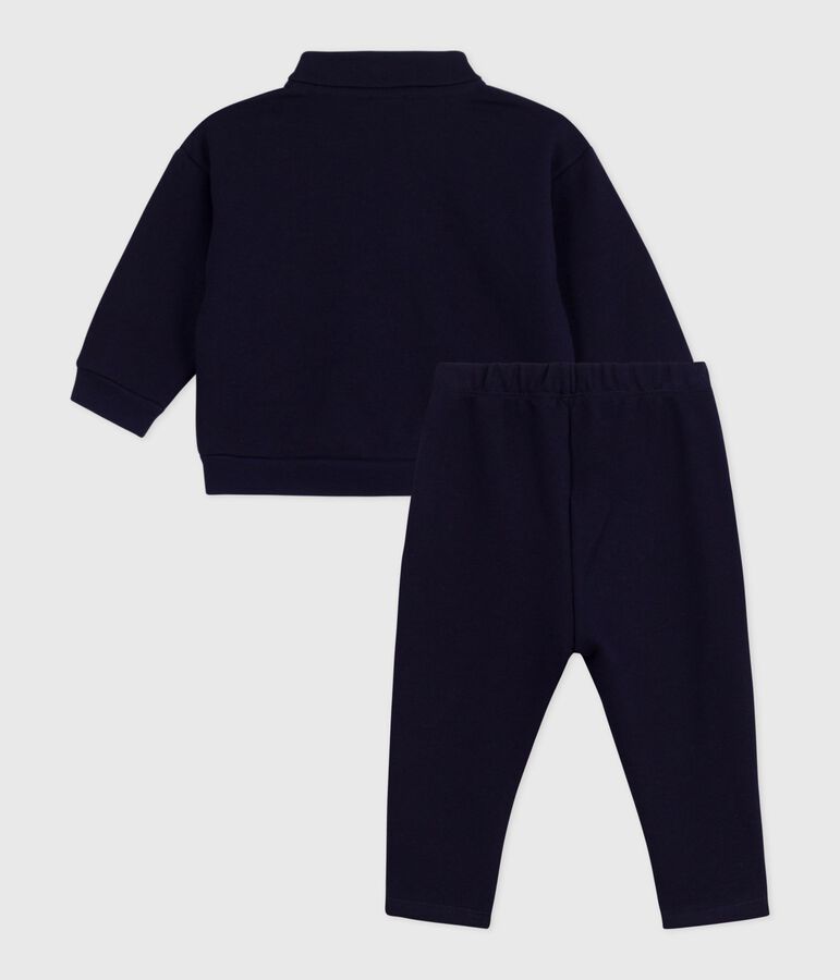 Conjunto de sudadera y pantal&oacute;n de algod&oacute;n liso para beb&eacute; azul
