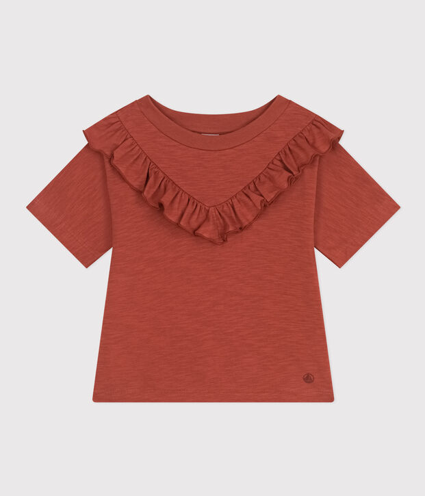 Camiseta de jersey flameado para ni&ntilde;a marron