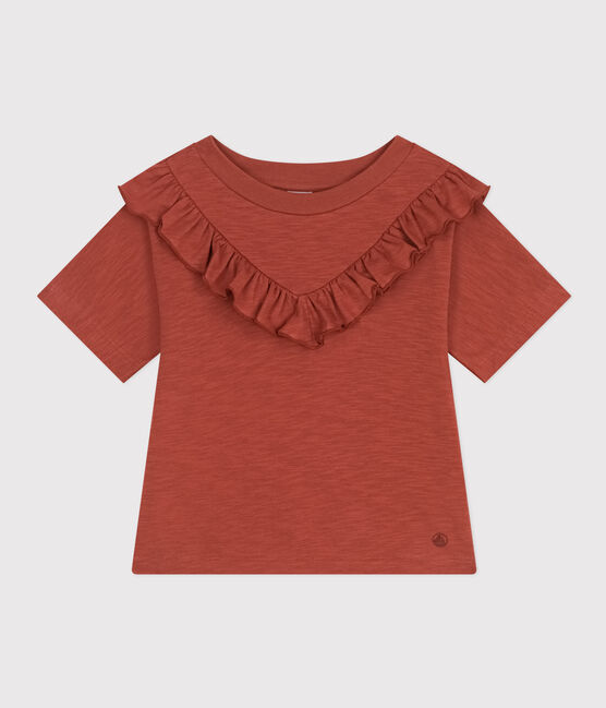 Camiseta de jersey flameado para niña marron FAMEUX