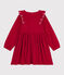 Vestido infantil liso de pana de manga larga rojo TERKUIT
