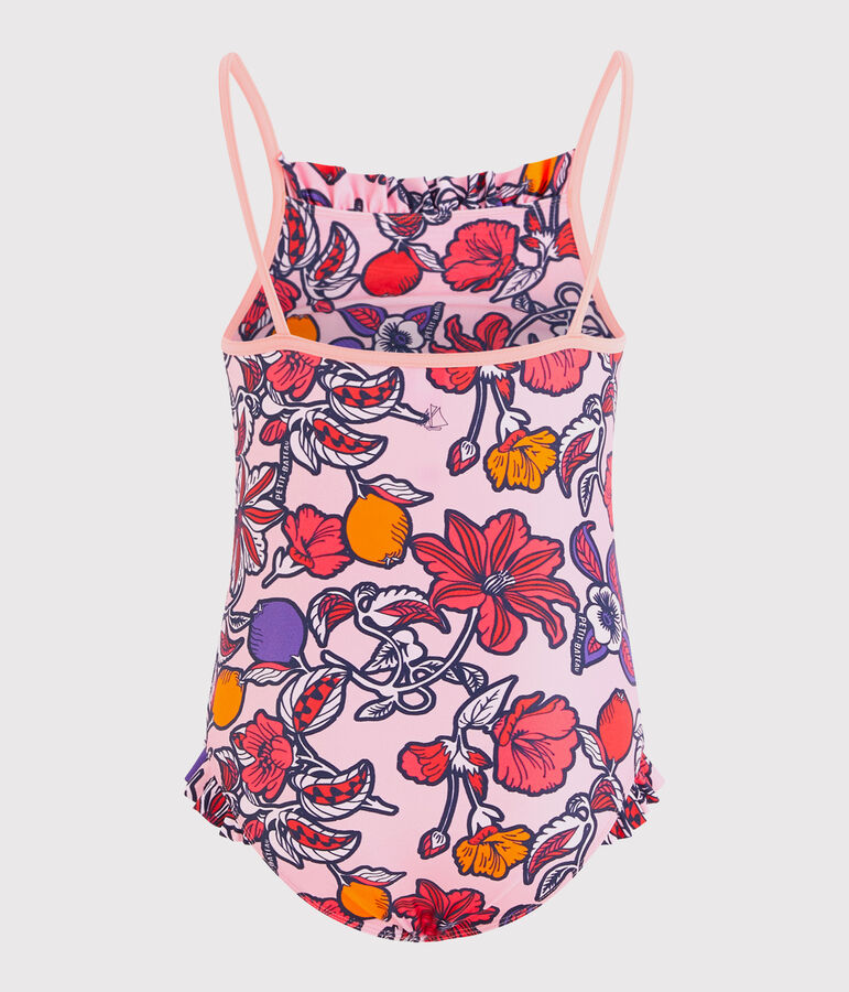 Traje de ba&ntilde;o de 1 pieza ecorresponsable para ni&ntilde;a rosa PATIENCE/blanco MULTICO