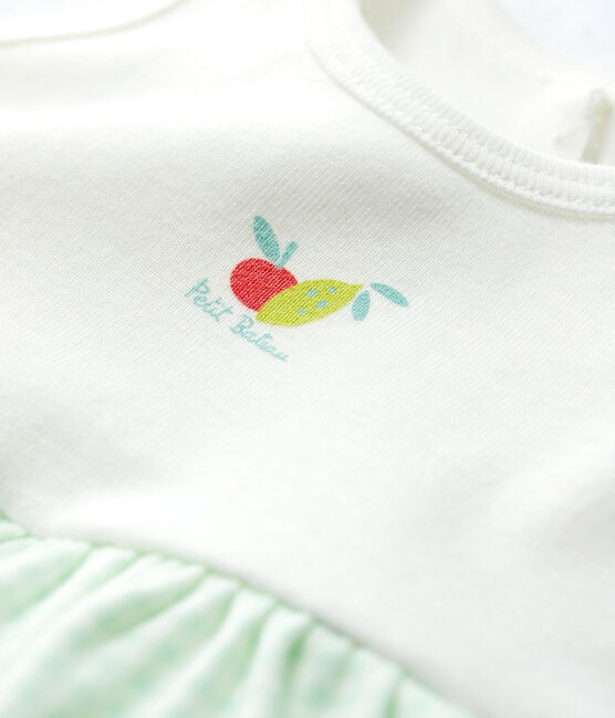 Vestido-body de vichy de bebé niña de algodón ecológico blanco MARSHMALLOW/azul HAITI