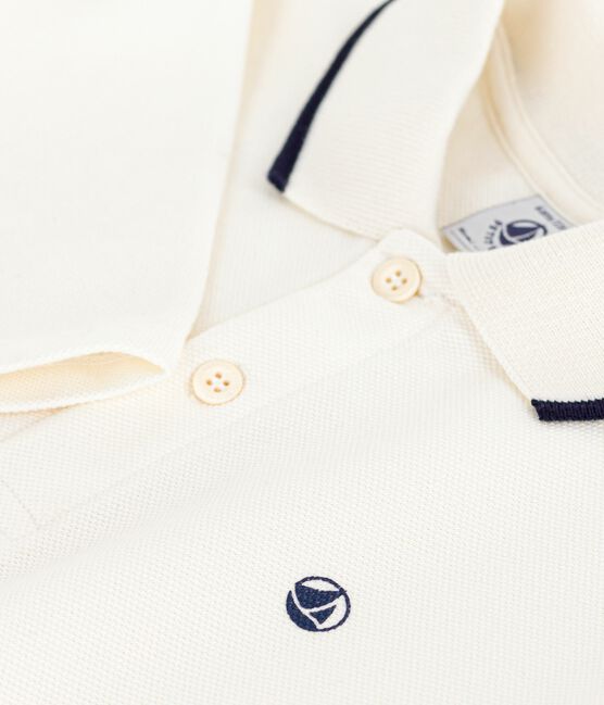 Polo infantil de algodón de manga larga con estampado  crudo MILK