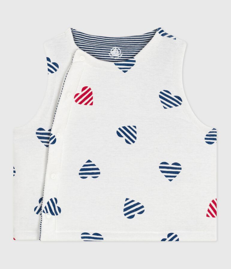 Chaleco reversible de algod&oacute;n estampado para beb&eacute; blanco/rojo