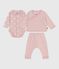 Conjunto de regalo de 2 piezas de terciopelo y body con estampado de corazones para bebé rosa JOLI