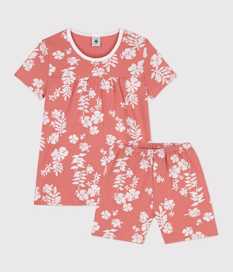 Pijama corto hawaiano de algod&oacute;n para ni&ntilde;a rosa/multicolor