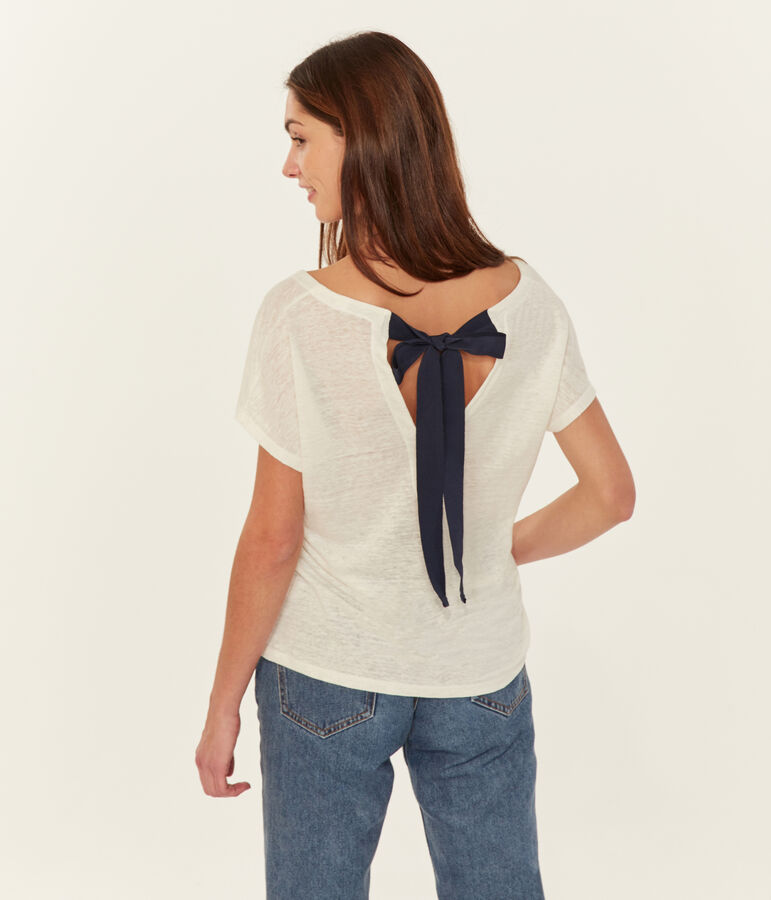 Camiseta de lino para mujer blanco