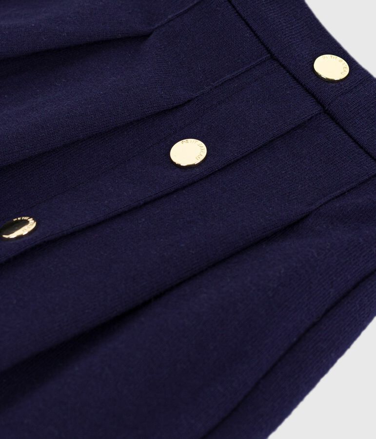 Falda infantil lisa de algod&oacute;n azul