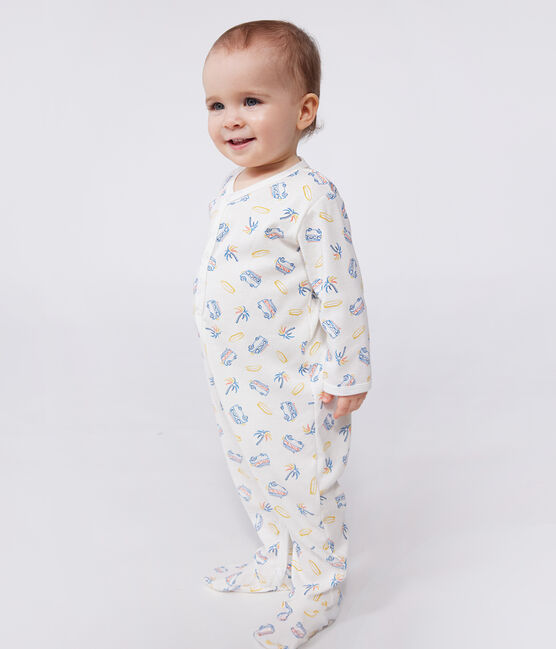 Pijama de algodón para bebé con furgonetas blanco MARSHMALLOW/blanco MULTICO