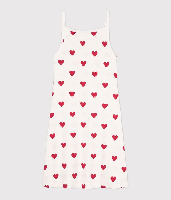 Camisón de algodón para mujer blanco MARSHMALLOW/rojo TERKUIT
