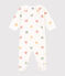 Pijama de terciopelo con corazones multicolores para bebé blanco MARSHMALLOW/blanco MULTICO