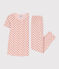 Pijama de manga corta de algodón para niña rosa SALINE/blanco MULTICO