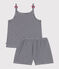Pijama corto infantil de algod&oacute;n de tirantes a rayas azul/blanco