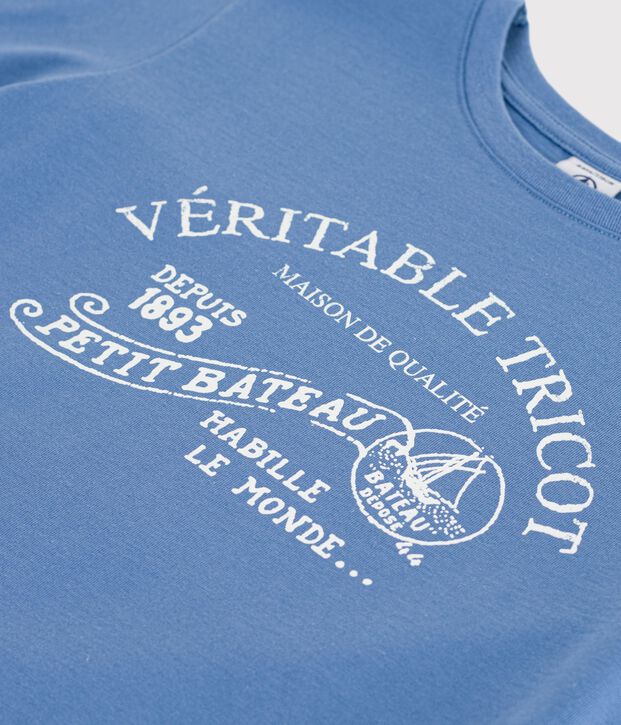 Camiseta infantil estampada de manga corta azul