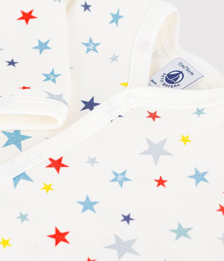 Pijama de algod&oacute;n con estampado de estrellas para beb&eacute; blanco/multicolor
