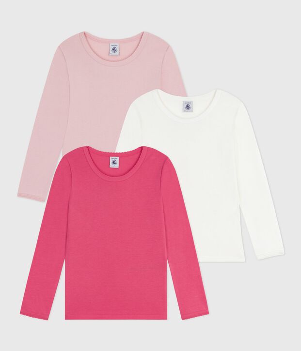 Juego de camisetas infantiles lisas de algod&oacute;n de manga larga multicolor