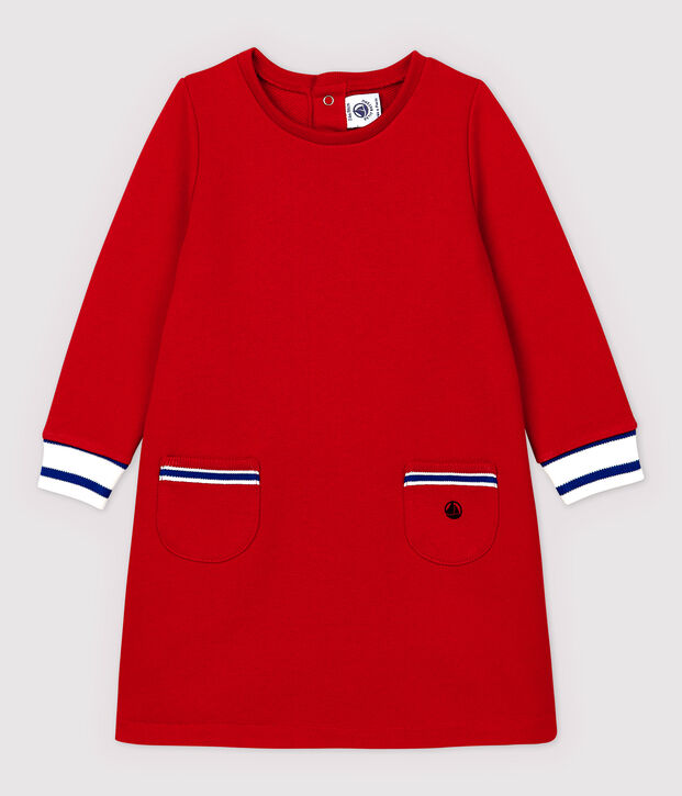 Vestido de manga larga de felpa de beb&eacute; ni&ntilde;a rojo