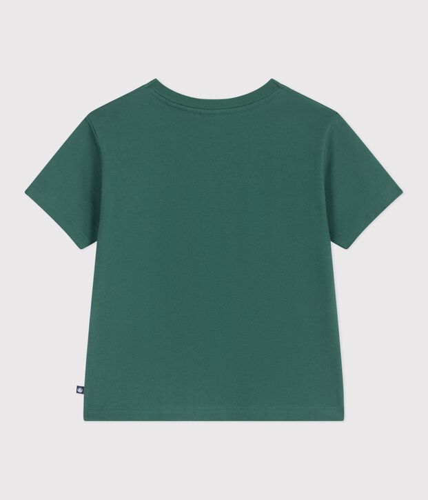Camiseta infantil estampada de manga corta verde