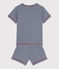 Pijama corto de algodón milrayas para niño azul MEDIEVAL/blanco MARSHMALLOW