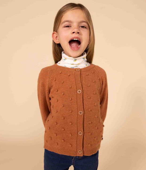 C&aacute;rdigan de lana de ni&ntilde;a marron