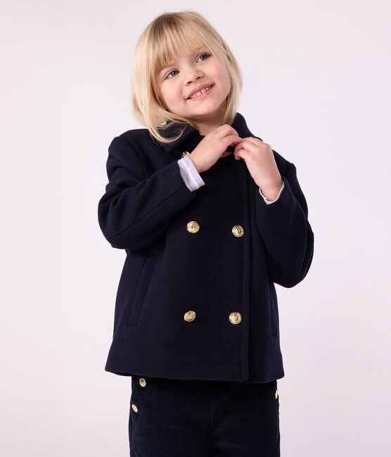 Gabán infantil liso de paño de lana azul SMOKING