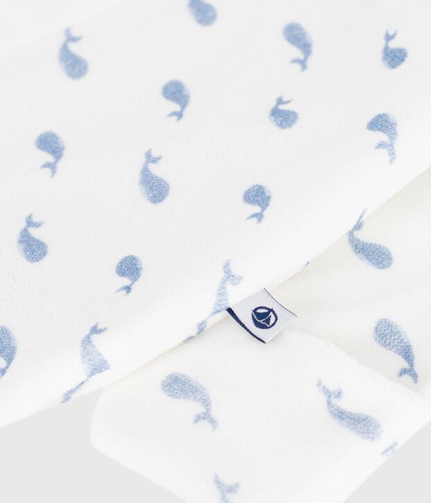 Pijama de terciopelo con cuello y estampado de ballena para beb&eacute; azul/azul