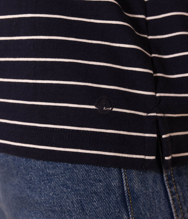 Camiseta LE BOXY de algod&oacute;n para mujer azul/blanco