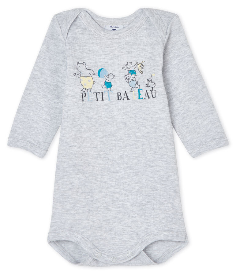 Bodi de manga larga para beb&eacute; ni&ntilde;o-ni&ntilde;a gris