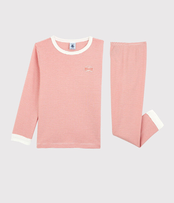 Pijama milrayas de algodón orgánico infantil unisex rosa PAPAYE/ MARSHMALLOW