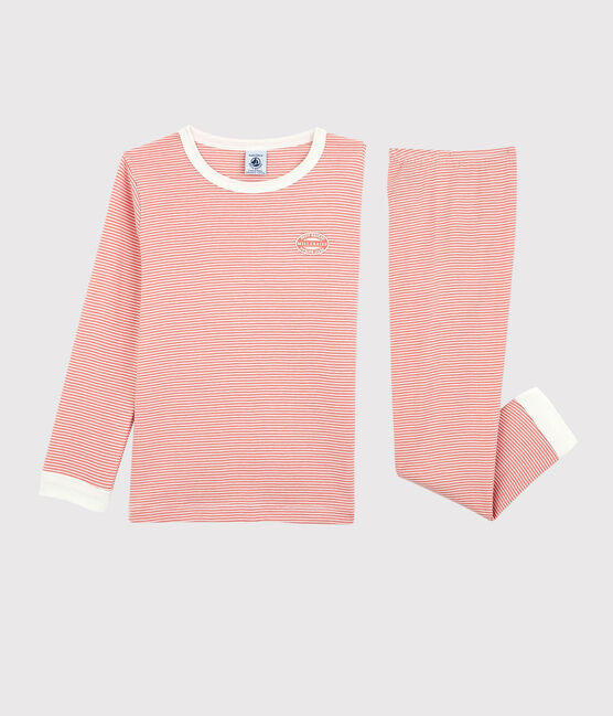 Pijama milrayas de algodón orgánico infantil unisex rosa PAPAYE/ MARSHMALLOW