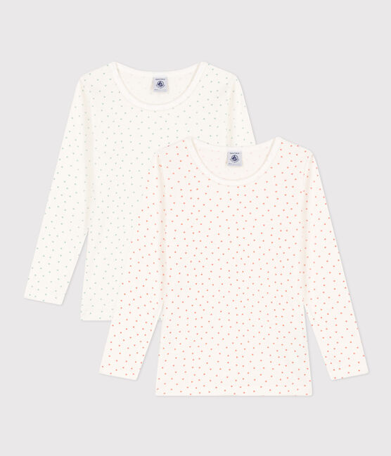 Juego de 2 camisetas de manga larga de algodón con corazón para niña variante 1