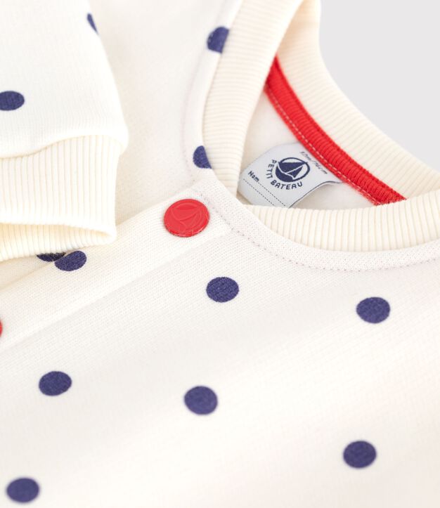 Chaqueta teddy de algod&oacute;n para beb&eacute; con estampado de lunares azul/azul