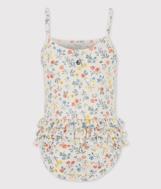 Traje de baño de 1 pieza ecológico para bebé blanco MARSHMALLOW/blanco MULTICO