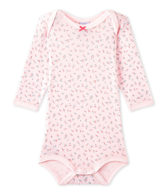 Body de manga larga estampado para bebé niña rosa VIENNE/blanco MULTICO