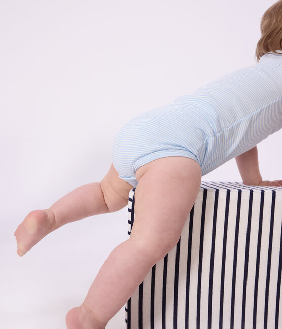 Juego de 3 bodies de algodón de manga corta a rayas para bebé variante 1