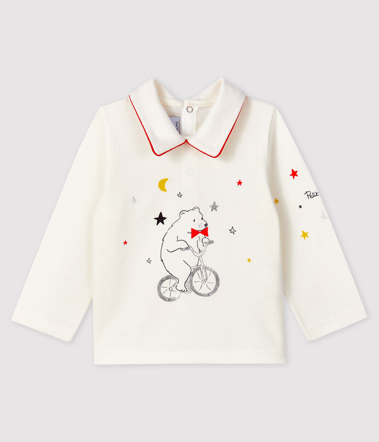 Camiseta con cuello de polo para beb&eacute; ni&ntilde;o blanco