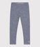 Leggings milrayas de niña/niño de lana y algodón azul MEDIEVAL/blanco MARSHMALLOW