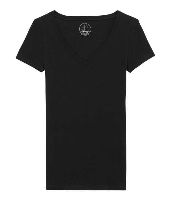 Camiseta manga corta de algodón ligero para mujer negro NOIR