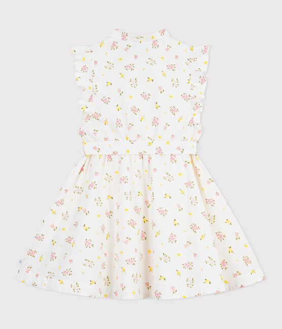 Vestido infantil sin mangas de algodón con estampado de flores blanco MARSHMALLOW/blanco MULTICO