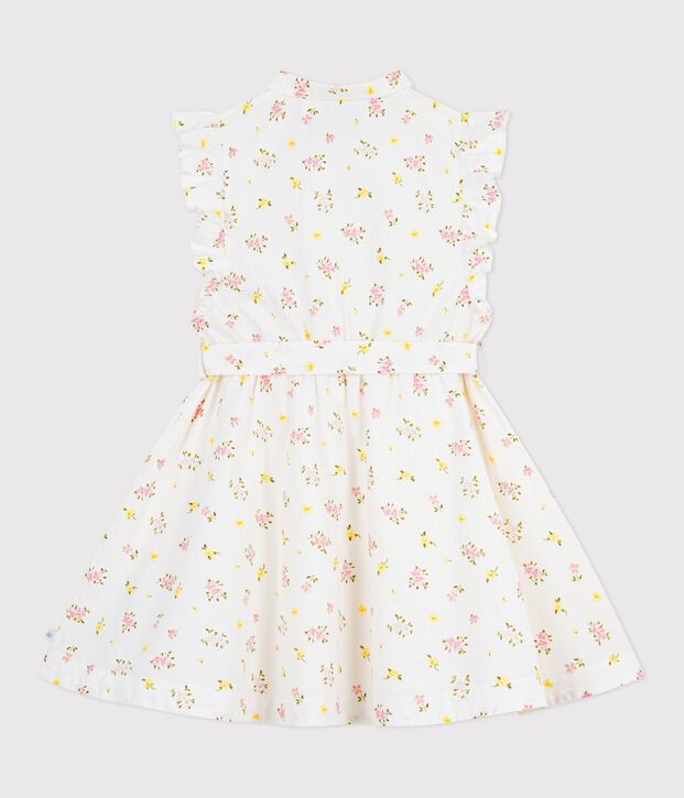 Vestido infantil sin mangas de algod&oacute;n con estampado de flores blanco/multicolor