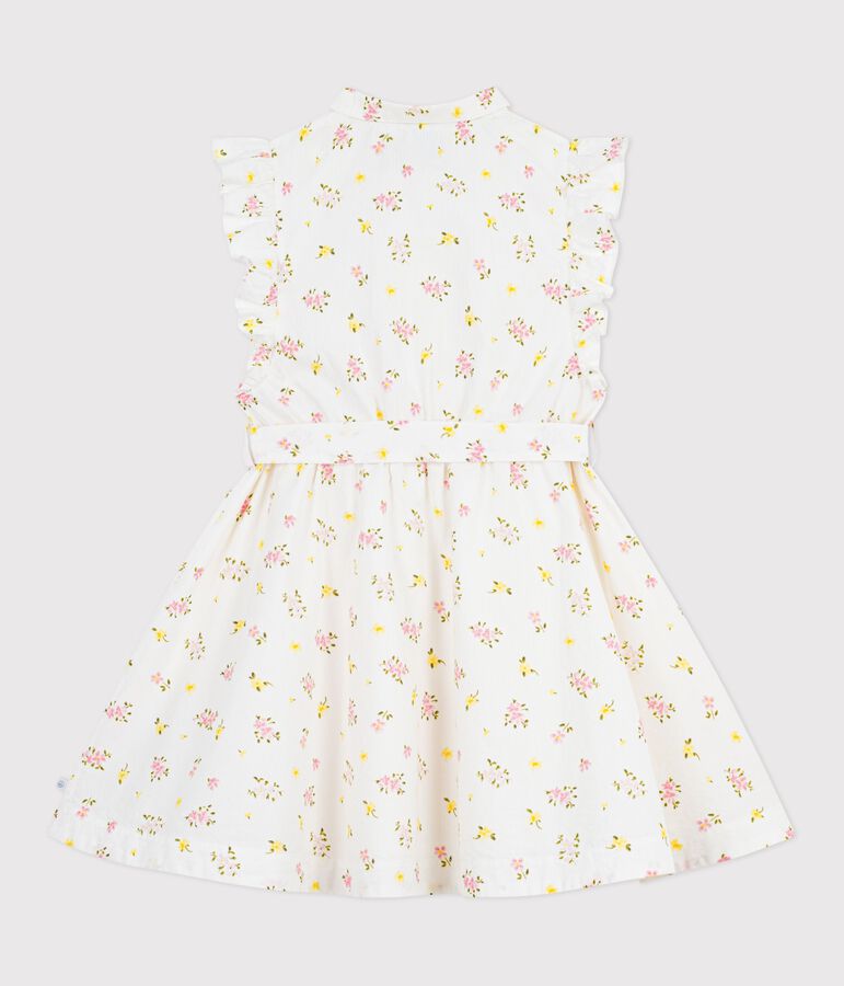 Vestido infantil sin mangas de algod&oacute;n con estampado de flores blanco/multicolor