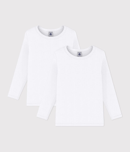 Lote de 2 camisetas blancas de manga larga de niña variante 1