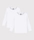 Lote de 2 camisetas blancas de manga larga de niña