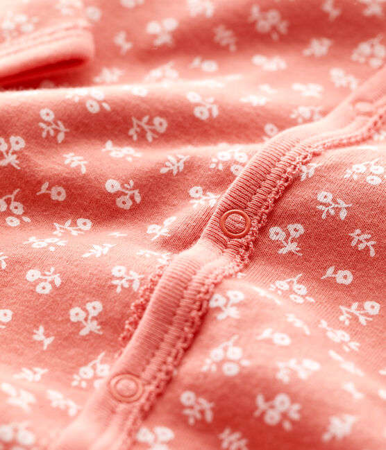 Pelele con flores de algodón orgánico de bebé rosa PAPAYE/ MARSHMALLOW
